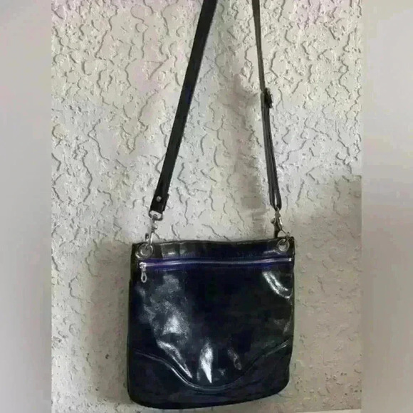 Christopher Kon Crossbody Bag Purse Authentic Leather Blue  Adjustable Strap - Picture 1 of 7